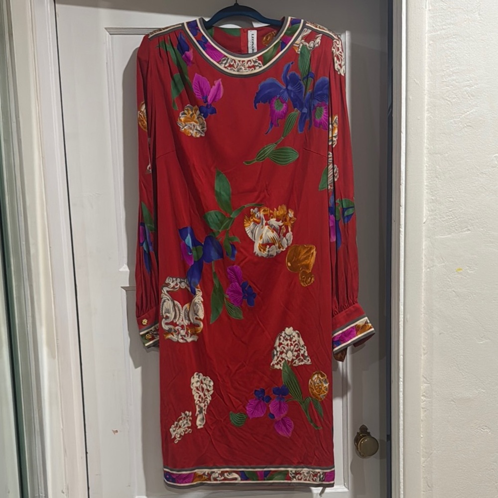 Leonard Paris Silk Floral Red Dress